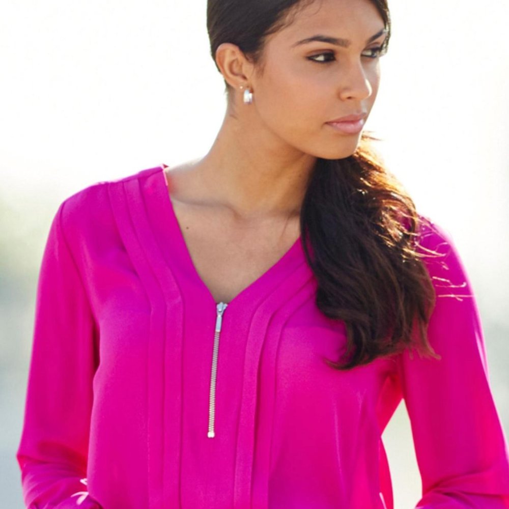Anthology Lemon Yellow ZIP-Front Blouse